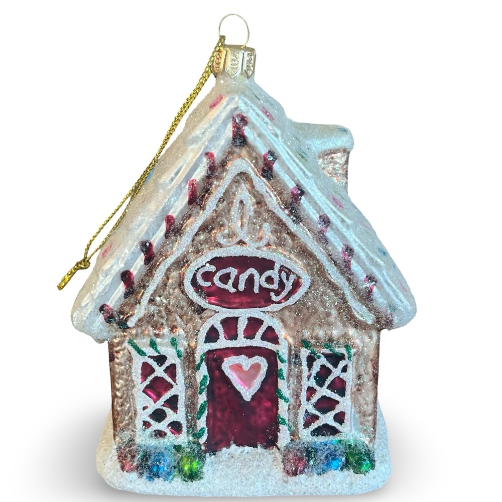 Northlight Glittered Gingerbread House Glass Christmas Ornament